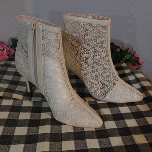 COPY - Allegra K Womens 9 Cream Lace Ankle Boots Heels